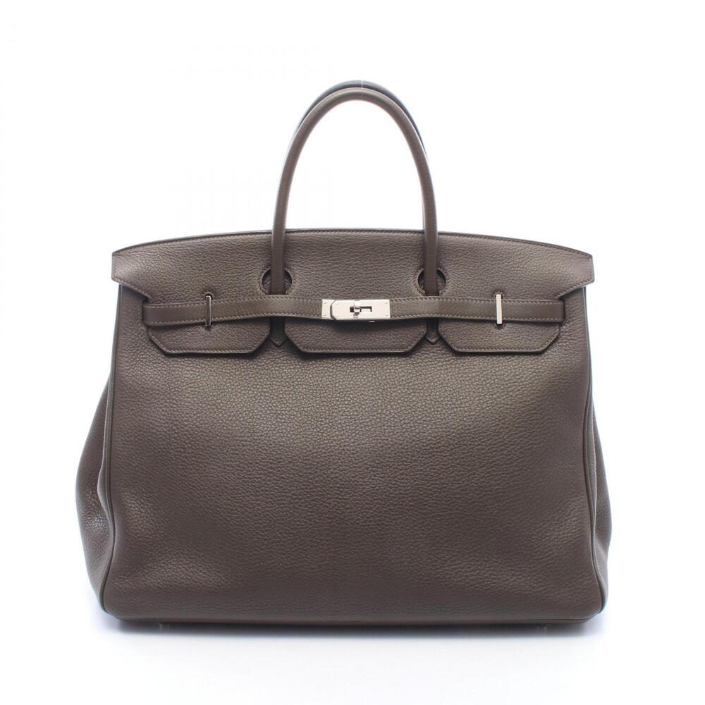 Hermes Birkin 40 Vert Bronze Handbag, Leather Togo Leather, Women's, Grayish ...